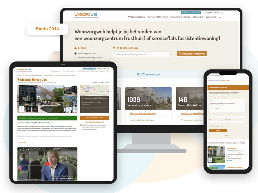 Woonzorgweb op desktop, tablet en mobiel